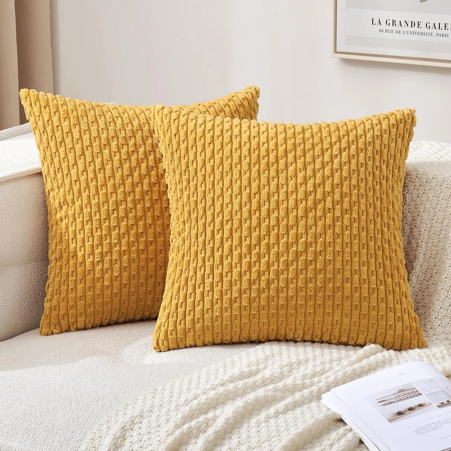 Boho Fall Corduroy Striped Pillow Cover – Soft & Cozy Farmhouse Vibes