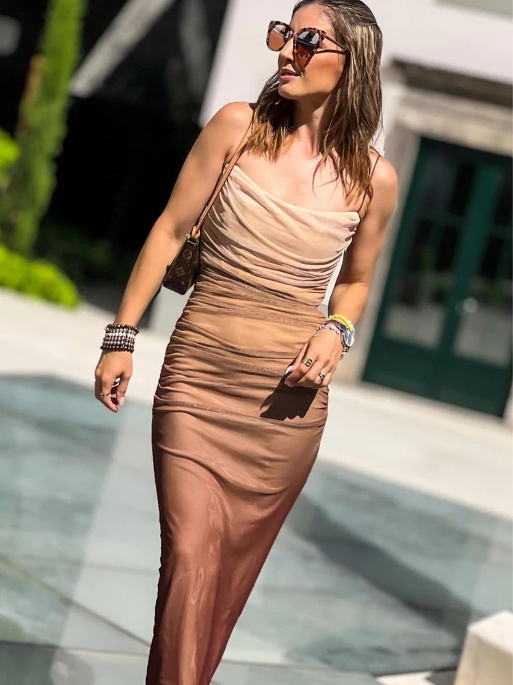 Women’s Pleated Tie-Dye Midi Dress