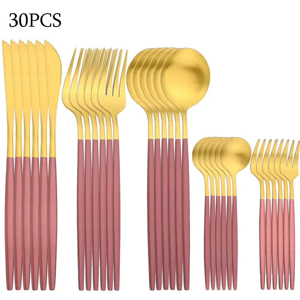 30-Piece Stainless Steel Cutlery Set – Elegant Dining at Home