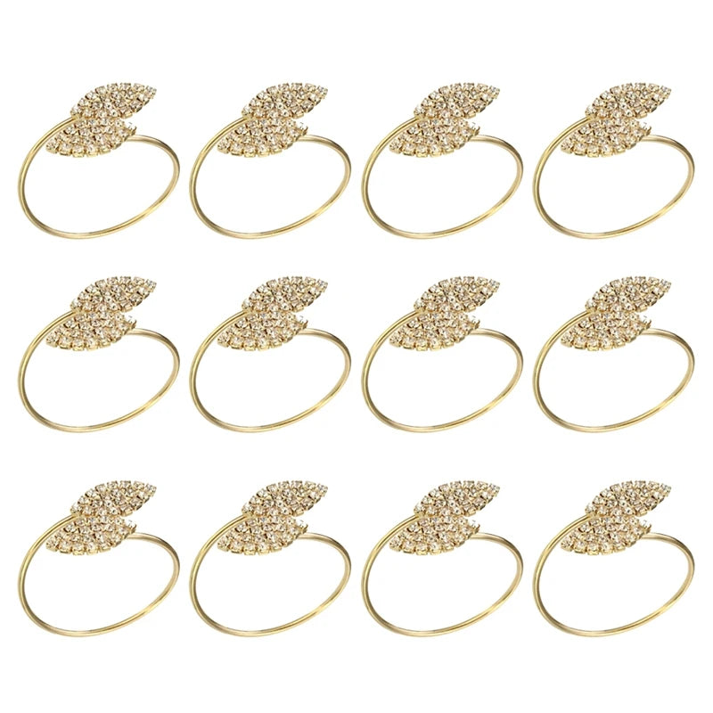 12pcs Gold Leaf Metal Napkin Rings