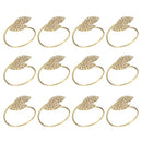 12pcs Gold Leaf Metal Napkin Rings