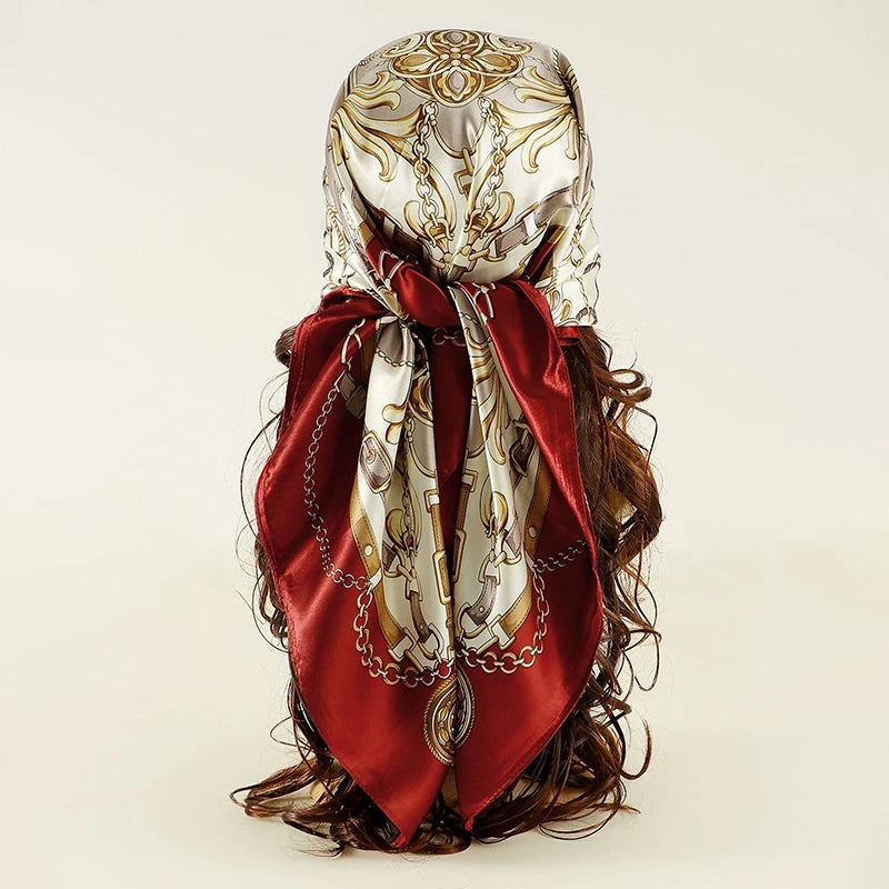 Urban Style Satin Square Scarf – Lightweight, Versatile & Fashionable