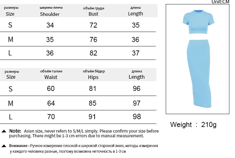 Sexy Two-Piece Set for Women – Crop T-shirt & High Waist Long Skirt