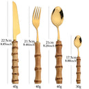 24-Piece Bamboo Handle Cutlery Set – Eco-Friendly Stainless Steel Dinnerware