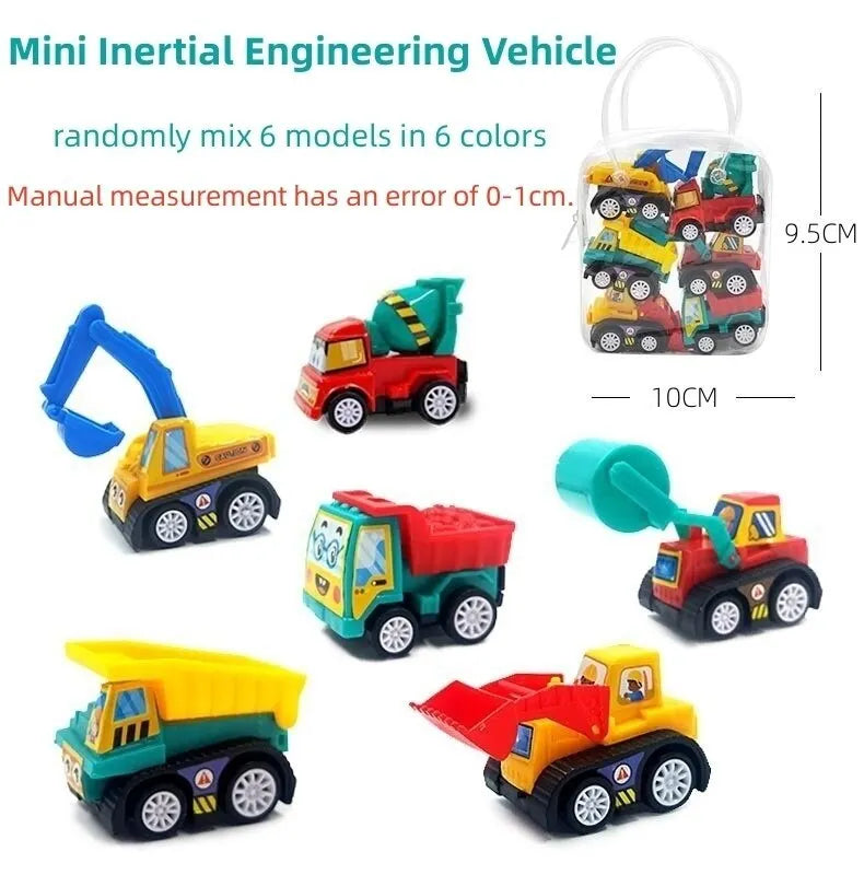 6-Piece Mini Pull-Back Engineering Car Set
