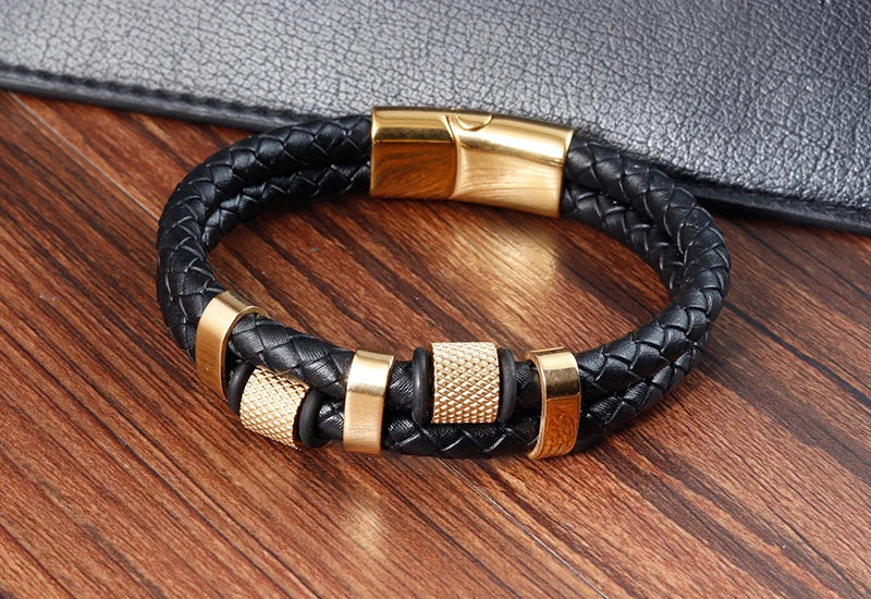 Modern Men’s Magnetic Leather Rope Bracelet – Stylish & Durable