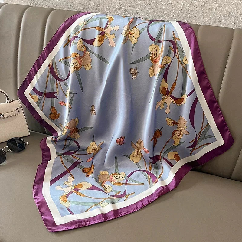 Luxury Print Satin Square Scarf – Elegant, Versatile & Lightweight for Everyday Use