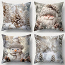 Capa de almofada de Natal cinzenta – Boneco de neve e pinheiro 45x45cm
