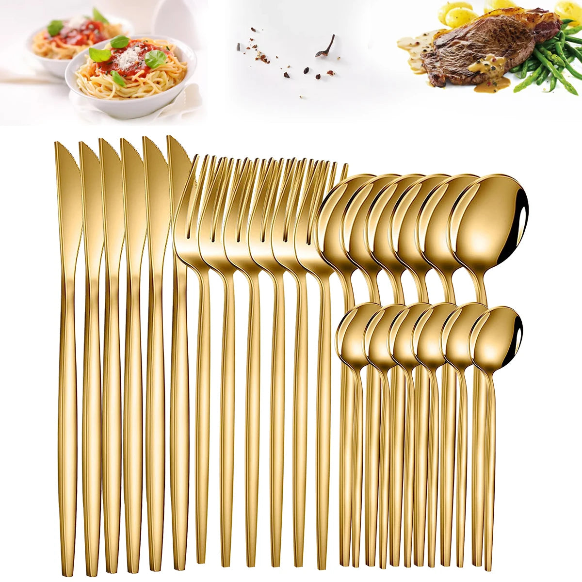 24-Piece Stainless Steel Cutlery Set – Elegant Tableware for 6