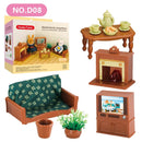Casa de bonecas em miniatura na floresta – Conjunto de móveis para cozinha e sala de jantar