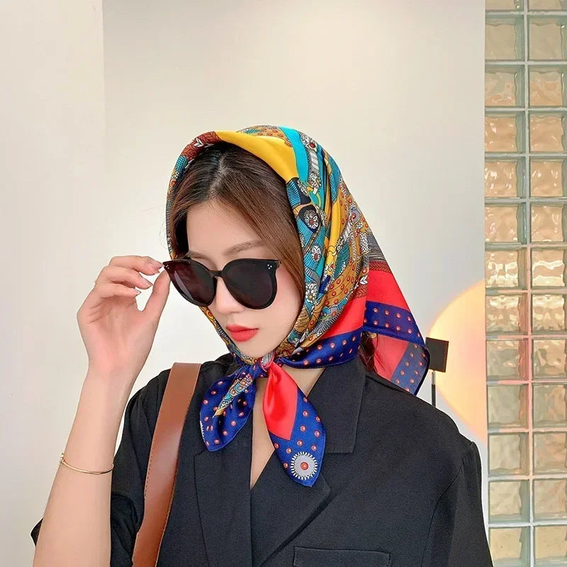 Luxury Print Satin Square Scarf – Elegant, Versatile & Lightweight for Everyday Use