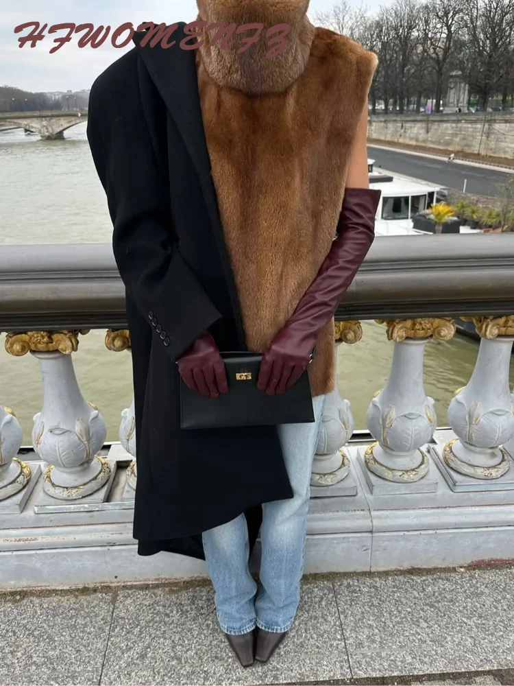 Faux Fur Sleeveless Women Waistcoat Furry High Collar Loose Lady Tank 2025 Autumn Winter All Match Solid Soft Warm Female Vest