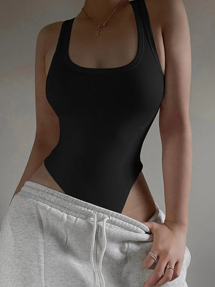 Sleeveless Ribbed Bodysuit
