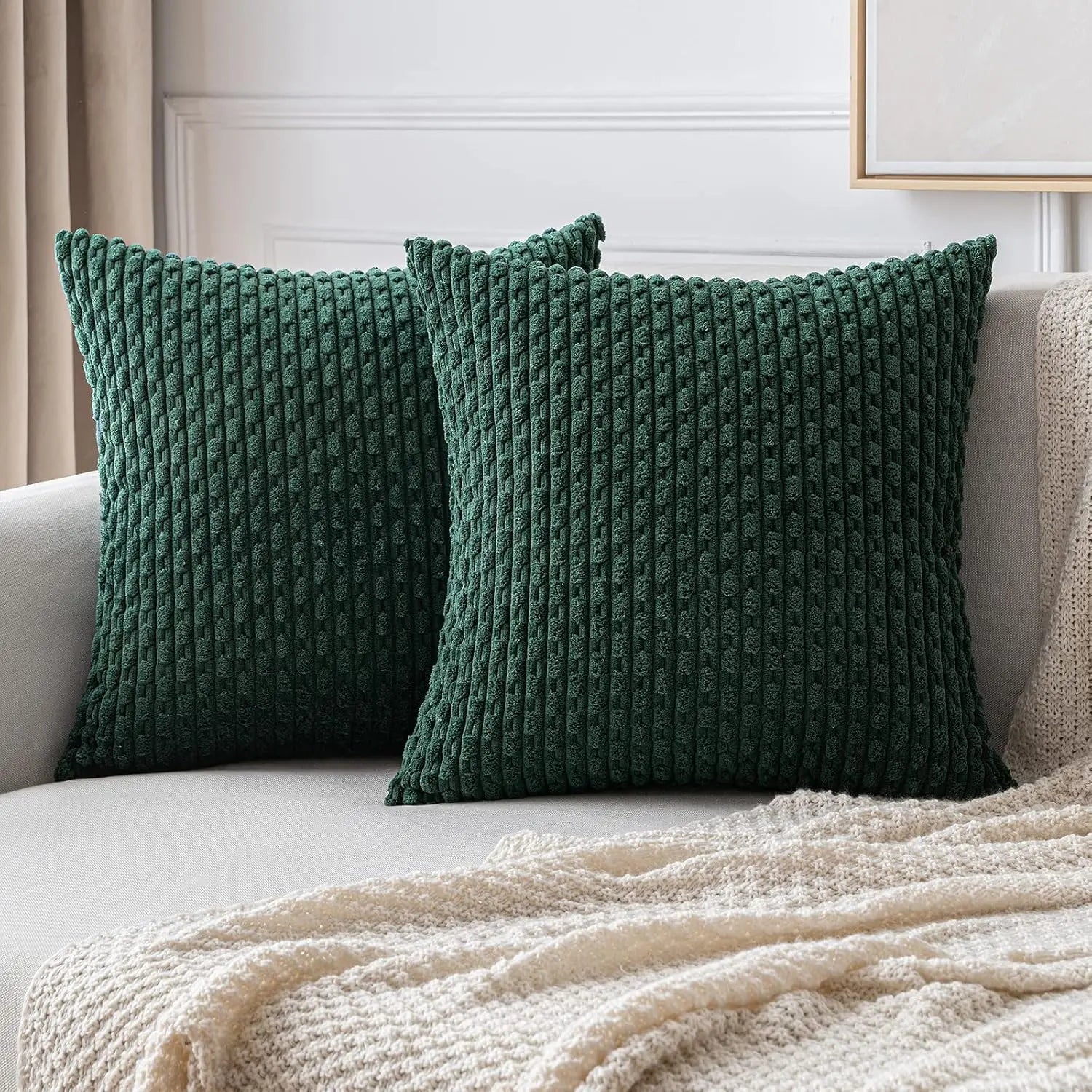 Boho Fall Corduroy Striped Pillow Cover – Soft & Cozy Farmhouse Vibes