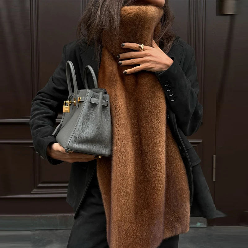 Faux Fur Sleeveless Women Waistcoat Furry High Collar Loose Lady Tank 2025 Autumn Winter All Match Solid Soft Warm Female Vest