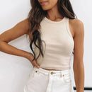 Camisola de alças canelada para mulher para o verão de 2025