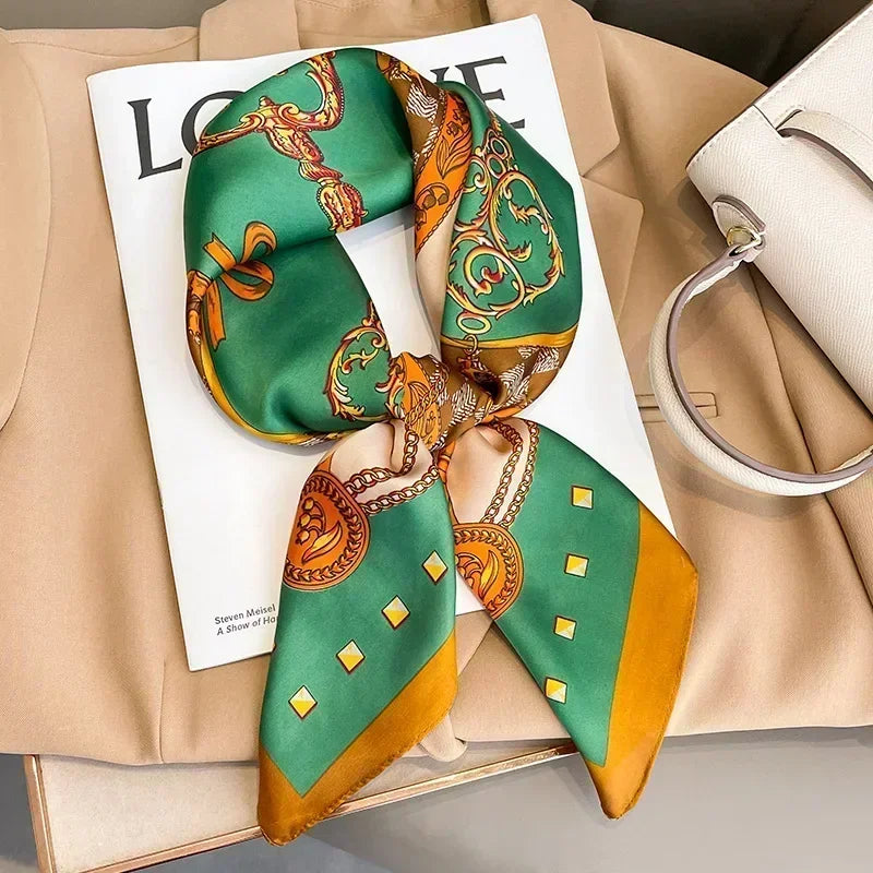 Luxury Print Satin Square Scarf – Elegant, Versatile & Lightweight for Everyday Use