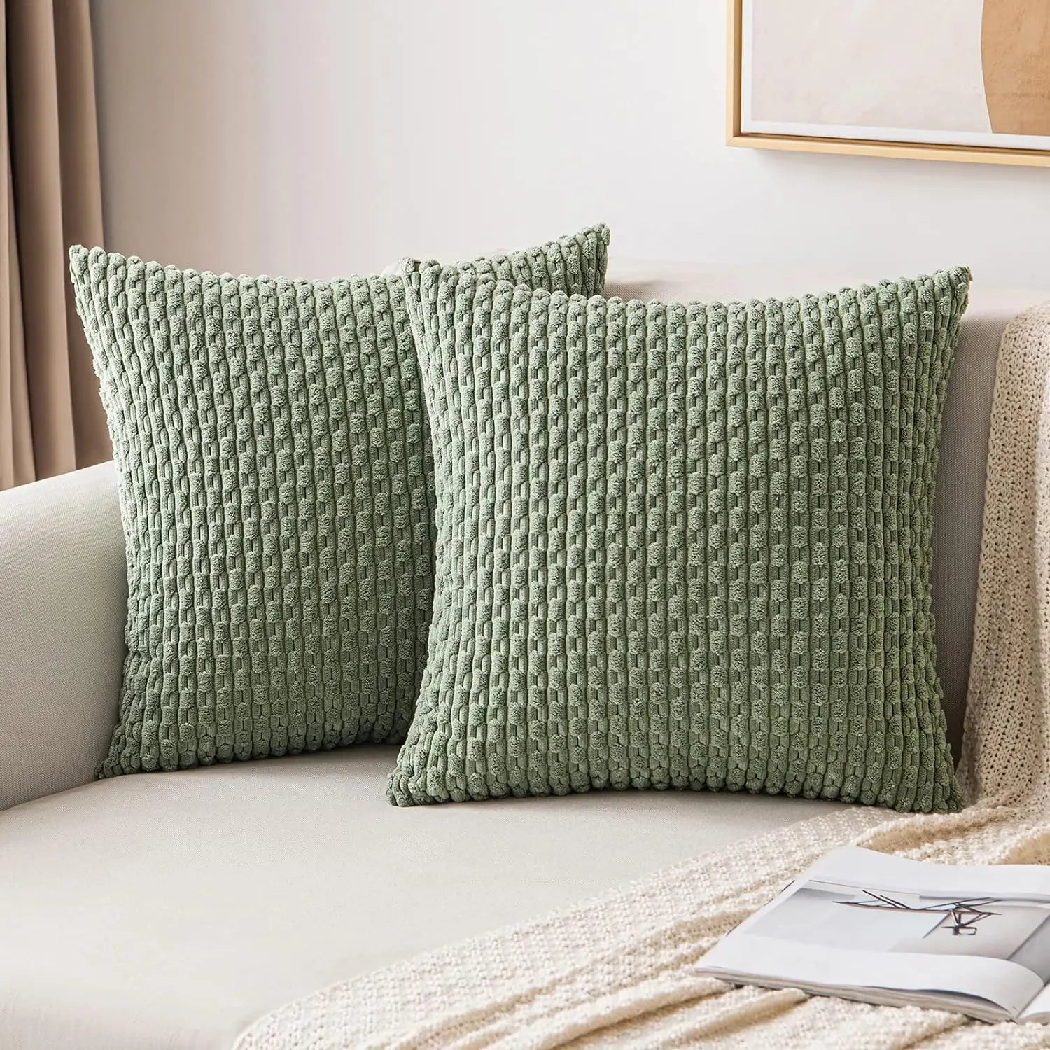 Boho Fall Corduroy Striped Pillow Cover – Soft & Cozy Farmhouse Vibes