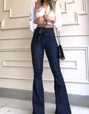 Calças de ganga de mulher flare de cintura subida – estilo, conforto e elegância!