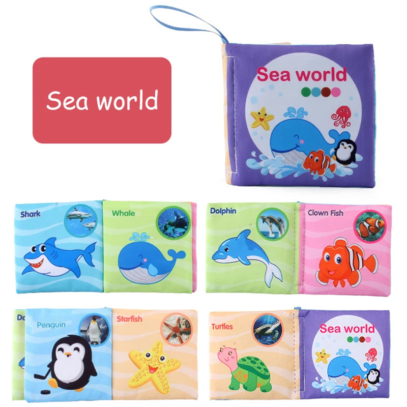 Soft 3D Cloth Book – Animal Family Cognitive Montessori Toy for Newborns (0–12 Months)