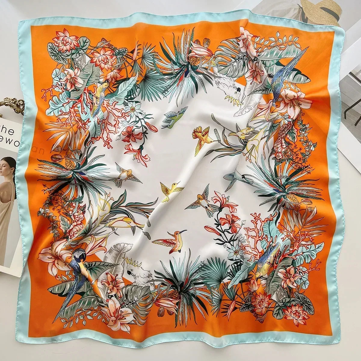 Luxury Print Satin Square Scarf – Elegant, Versatile & Lightweight for Everyday Use