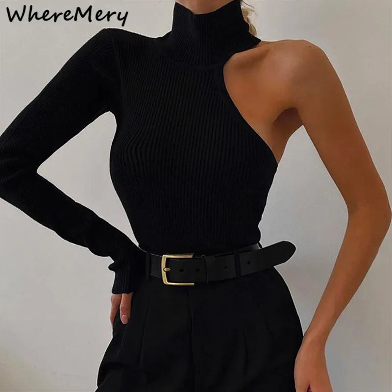 Women’s Sexy Off Shoulder High Neck Long Sleeve