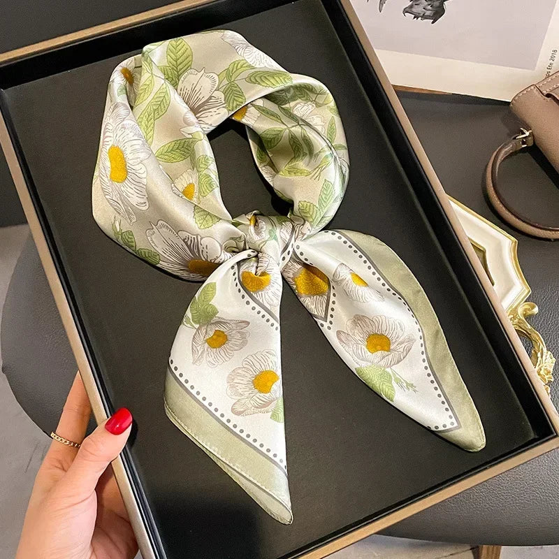Luxury Print Satin Square Scarf – Elegant, Versatile & Lightweight for Everyday Use