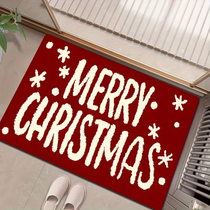 VIKAMA Merry Christmas Welcome Home Rug Suitable for Bedrooms, Hallways and Entrances Soft and Comfortable Doormat Home Decor