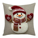 Capa de almofada de Natal de 45 cm com desenho animado do Pai Natal, boneco de neve e rena.