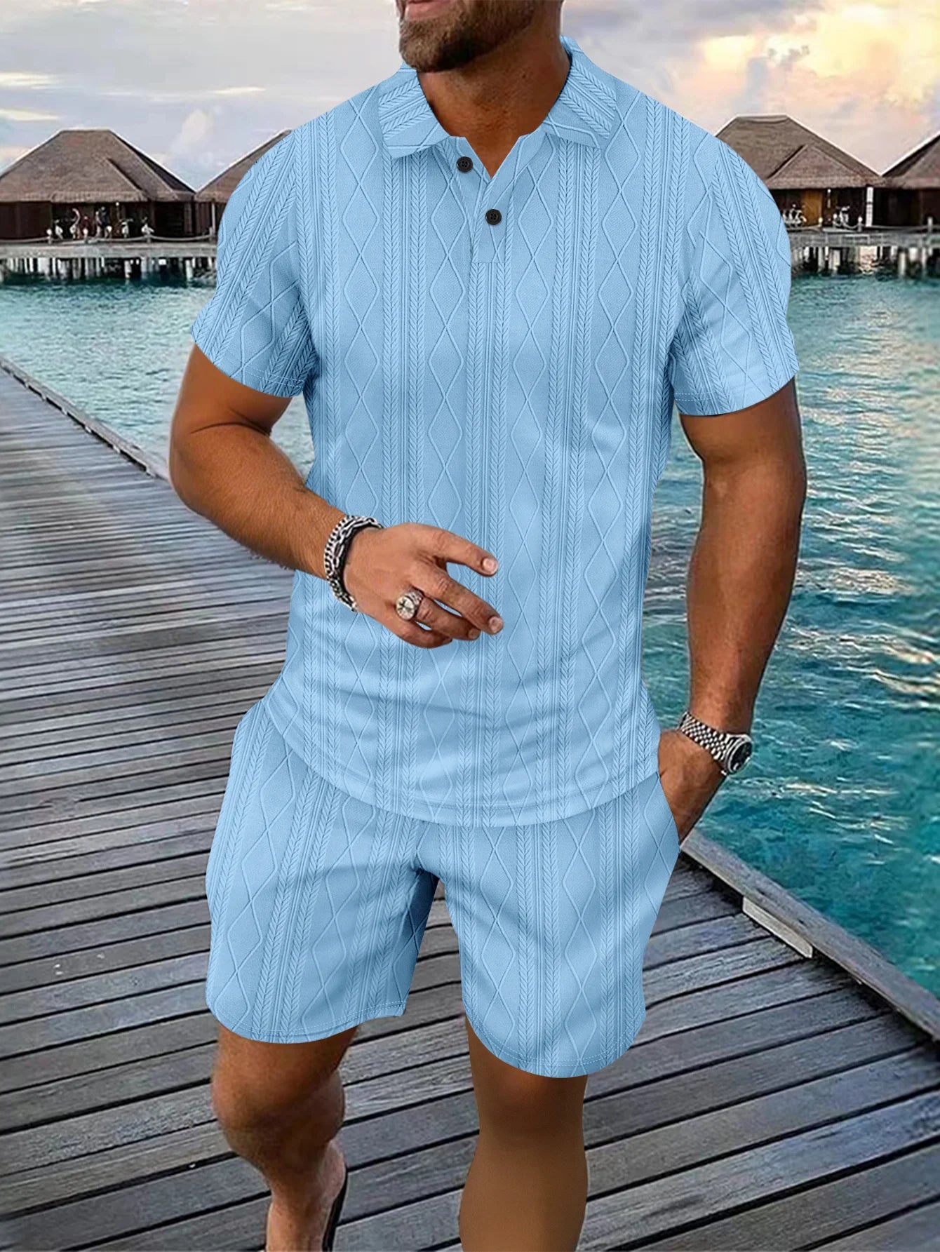 Stylish 2-Piece Men's Set – Polo Shirt and Shorts for a Casual & Comfortable Look!