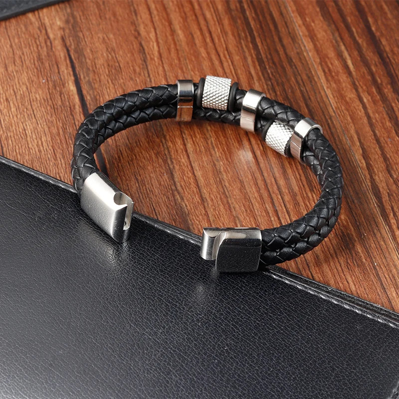 Modern Men’s Magnetic Leather Rope Bracelet – Stylish & Durable