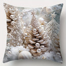 Capa de almofada de Natal cinzenta – Boneco de neve e pinheiro 45x45cm