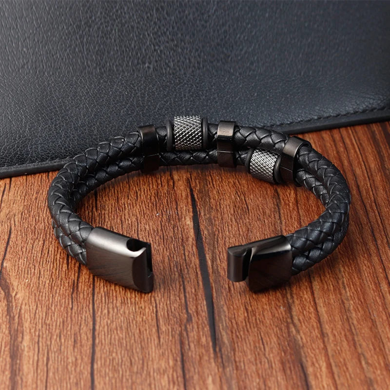 Modern Men’s Magnetic Leather Rope Bracelet – Stylish & Durable