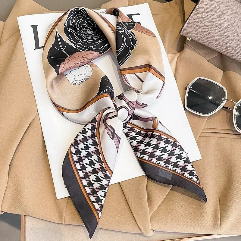 Luxury Print Satin Square Scarf – Elegant, Versatile & Lightweight for Everyday Use