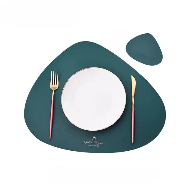 Faux Leather Placemats (Set of 2 + Coasters) – Waterproof & Stylish Table Protection