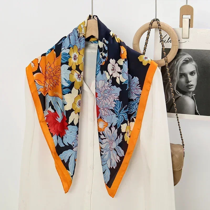 Luxury Print Satin Square Scarf – Elegant, Versatile & Lightweight for Everyday Use