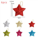 Conjunto de 6 enfeites de Natal em forma de estrela com glitter dourado para árvore de Natal.