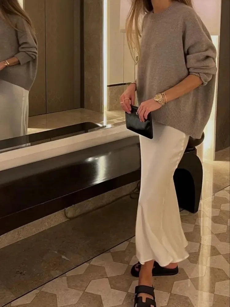 High Waist Satin Midi Skirt – Elegance and Comfort