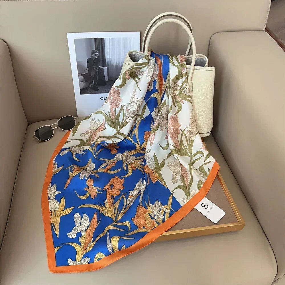 Luxury Print Satin Square Scarf – Elegant, Versatile & Lightweight for Everyday Use