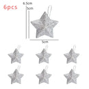 Conjunto de 6 enfeites de Natal em forma de estrela com glitter dourado para árvore de Natal.
