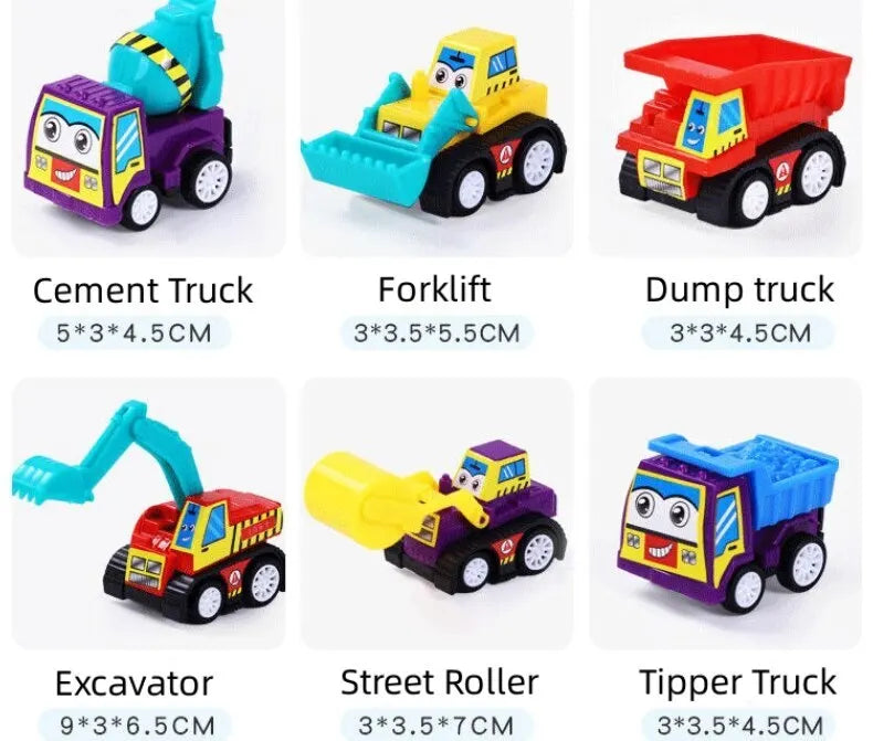 6-Piece Mini Pull-Back Engineering Car Set