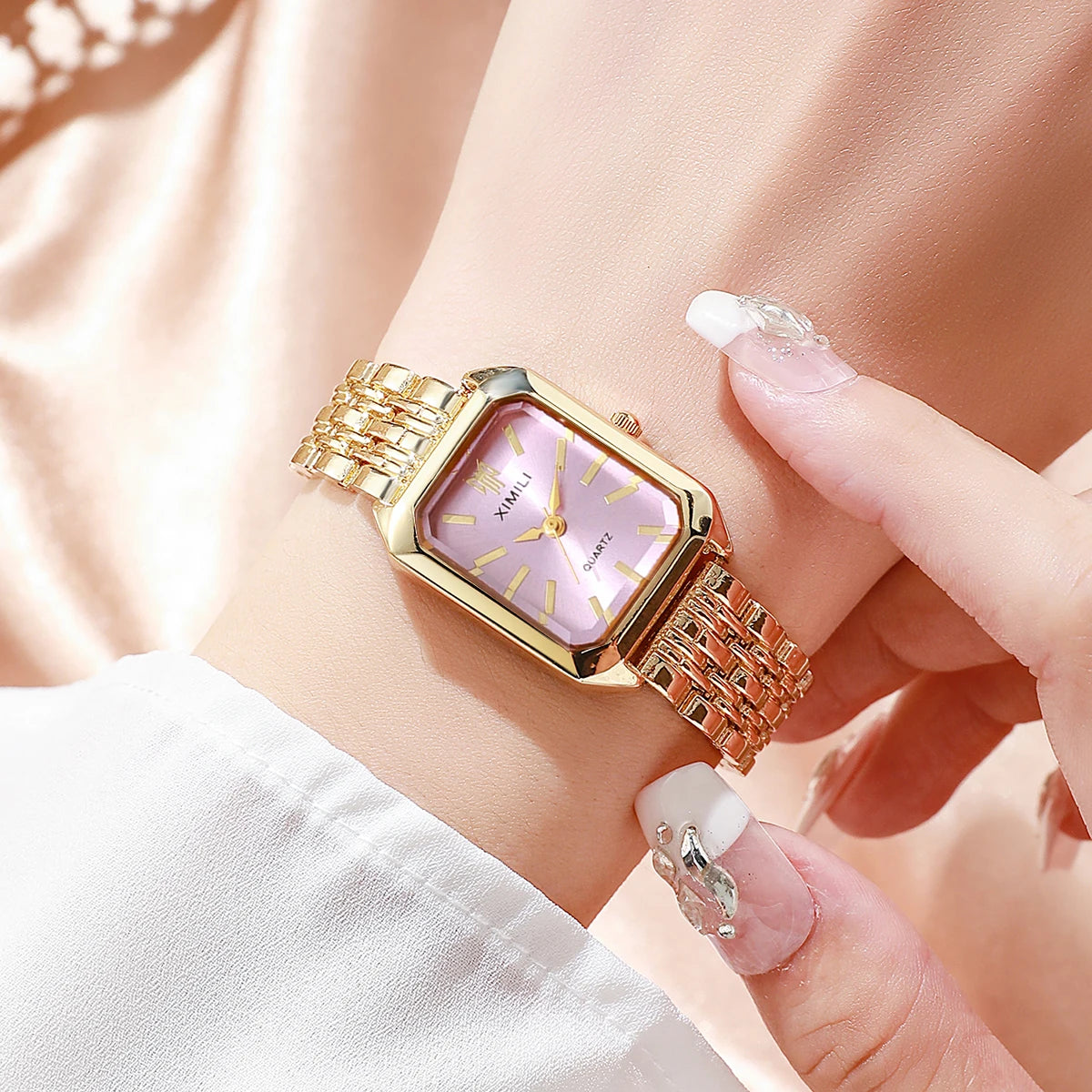 Luxury Women’s Stainless Steel Watch – Elegant Rectangle Quartz