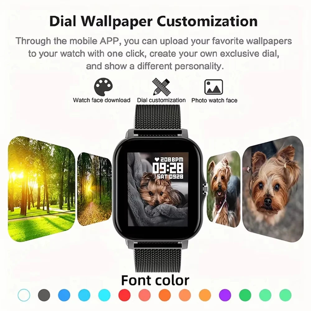 Smartwatch – Full Touch Screen, Fitness Tracker, Bluetooth Calls, Waterproof