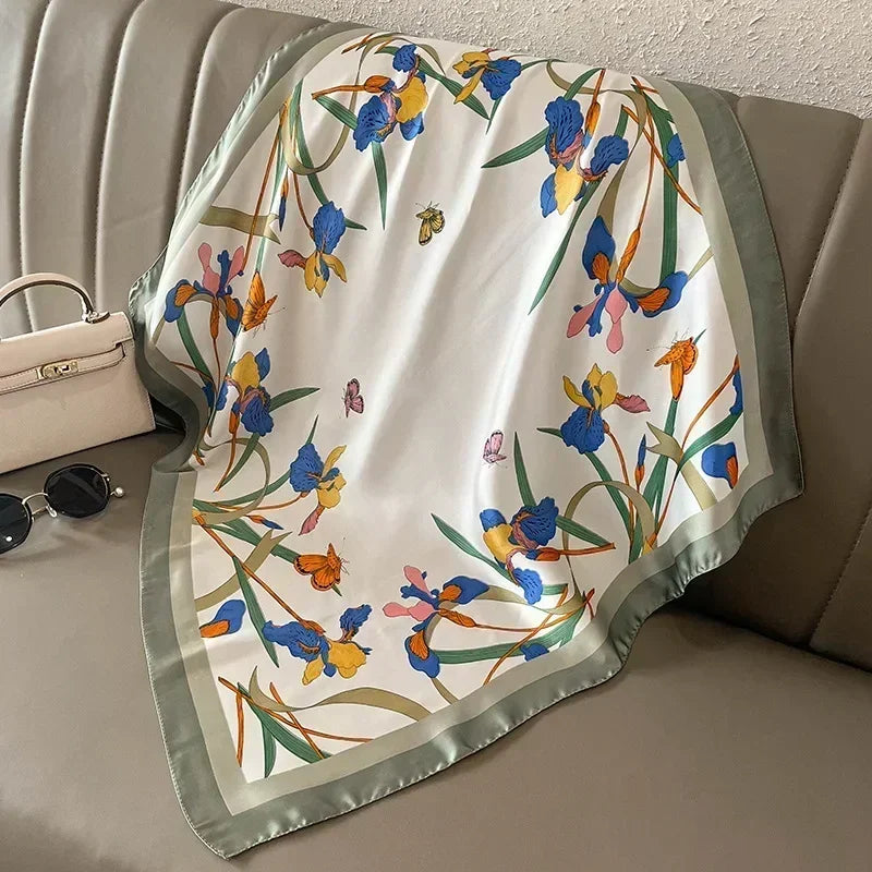 Luxury Print Satin Square Scarf – Elegant, Versatile & Lightweight for Everyday Use