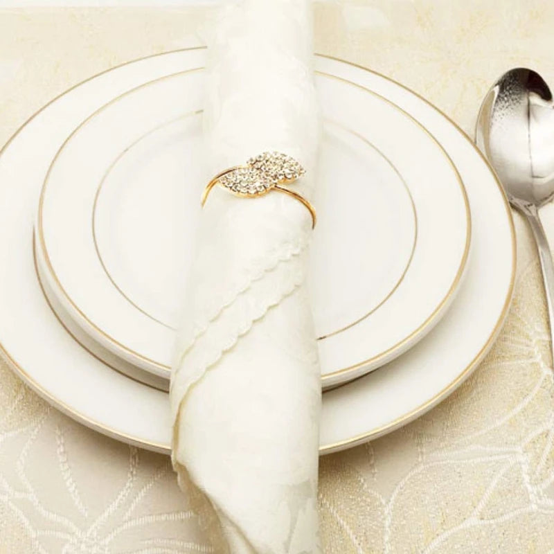 12pcs Gold Leaf Metal Napkin Rings
