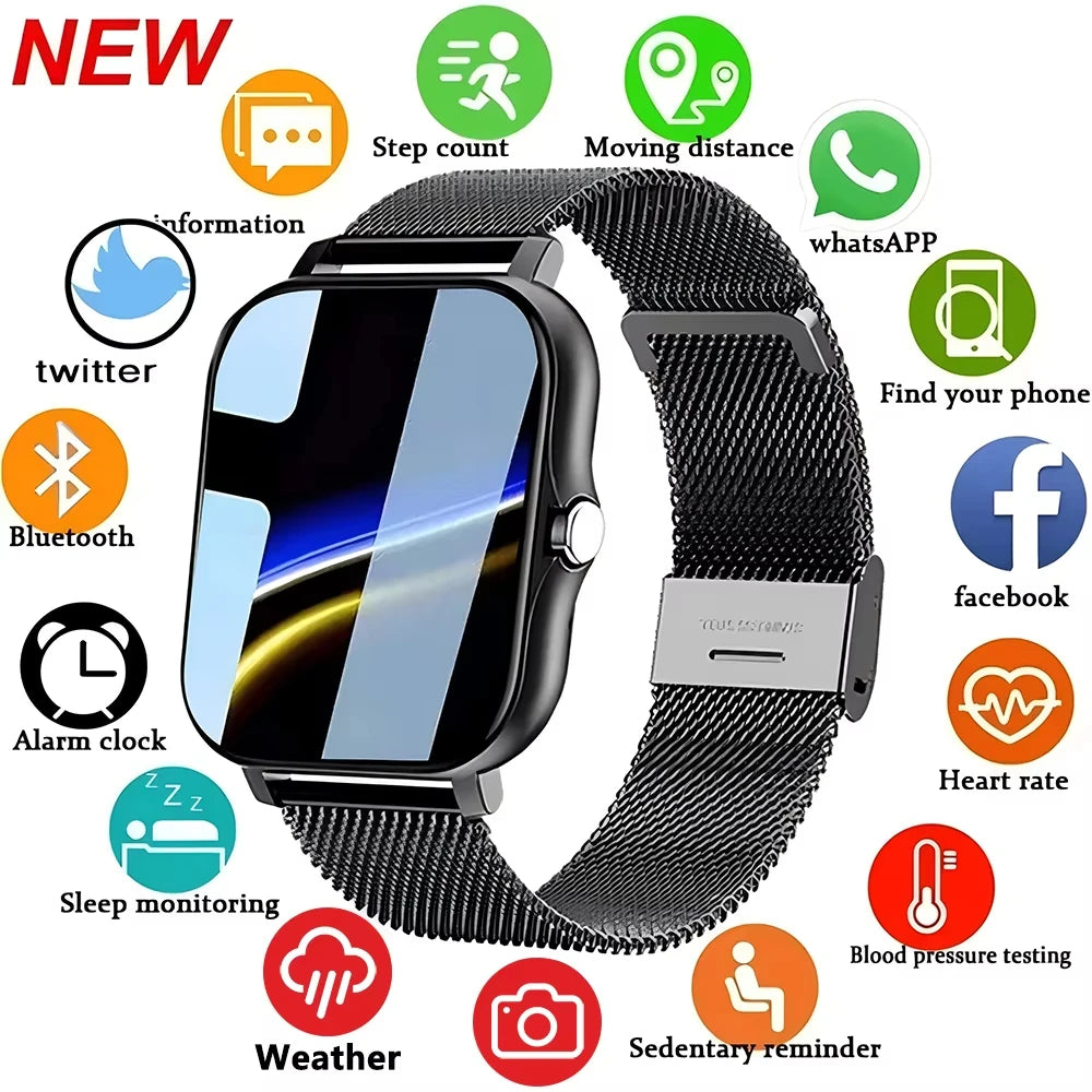 Smartwatch – Full Touch Screen, Fitness Tracker, Bluetooth Calls, Waterproof