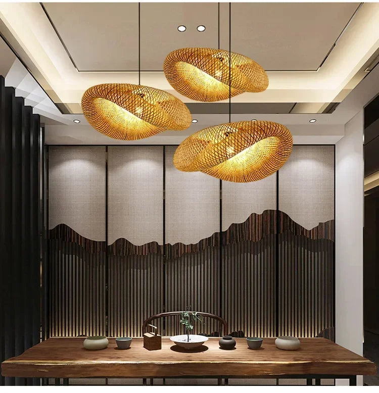 Handwoven Bamboo Pendant Light – Natural Elegance for a Cozy Home