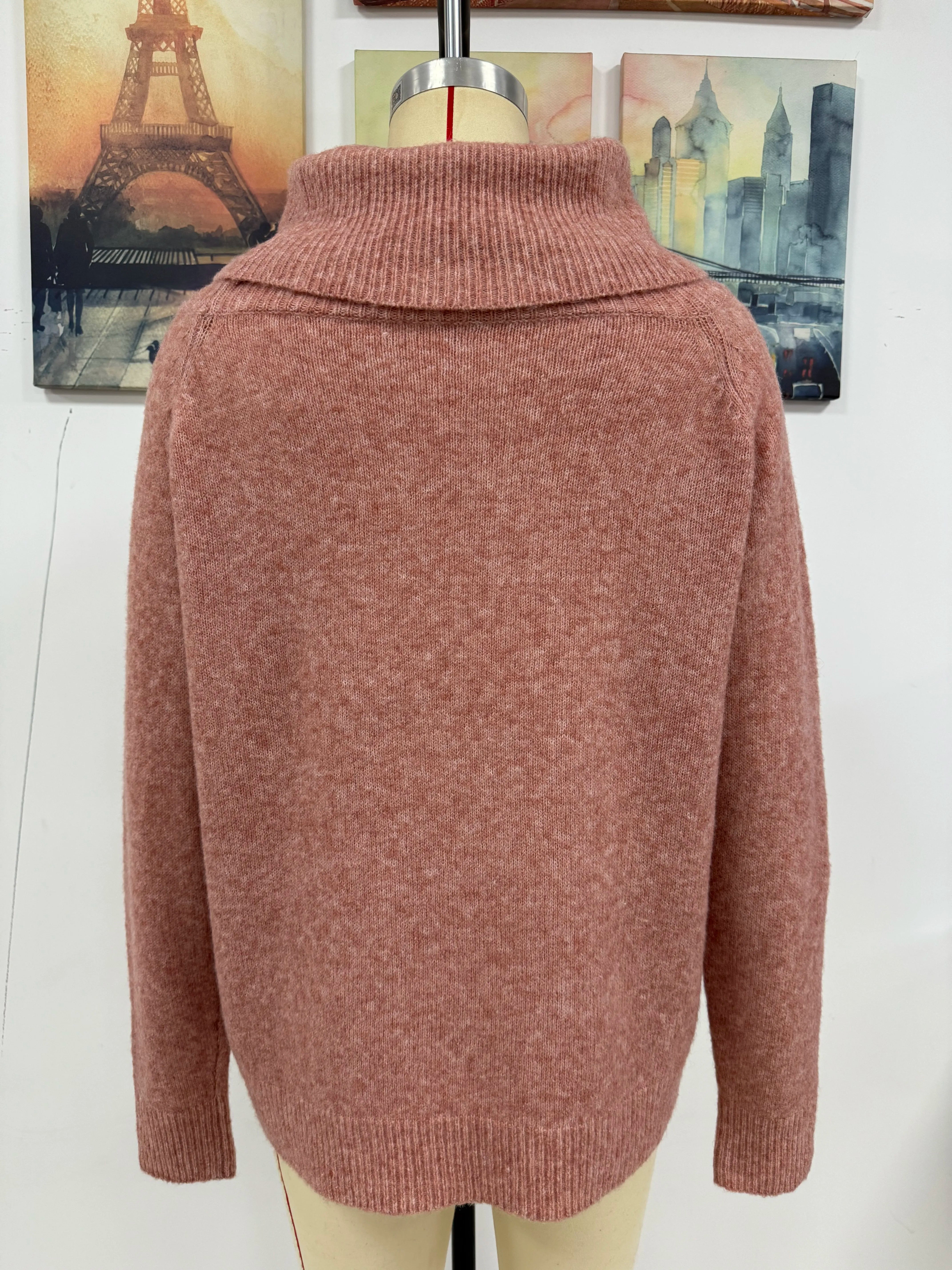 Women Sweater 2024 Winter Casual Heaps Collar Knitted Solid Long Sleeve Pullover Ladies Autumn Trend Warm Off Shoulder Jumpers