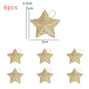 Conjunto de 6 enfeites de Natal em forma de estrela com glitter dourado para árvore de Natal.