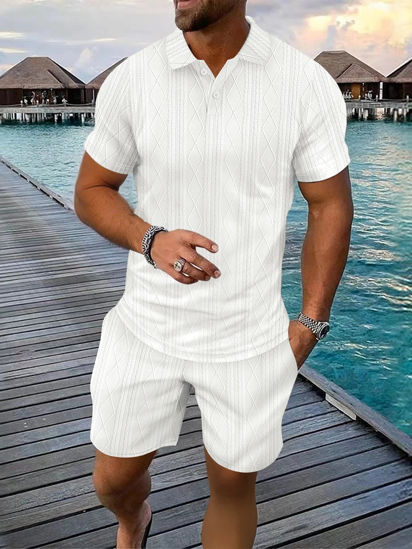 Stylish 2-Piece Men's Set – Polo Shirt and Shorts for a Casual & Comfortable Look!